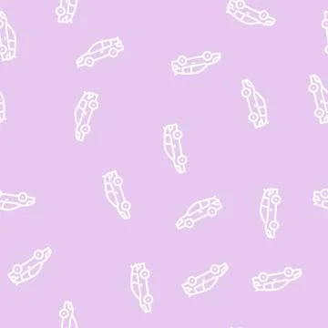 Hot hatch car line vector seamless pattern Stock Illustration