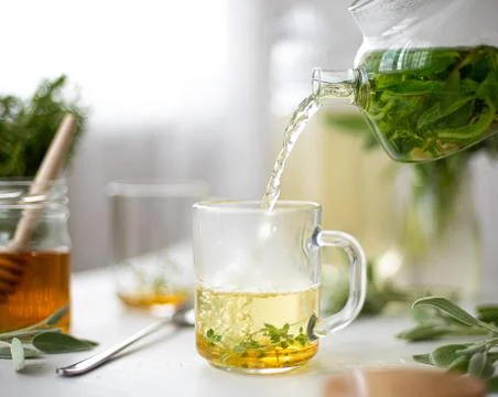 Hot herbal tea with mint Stock Photos