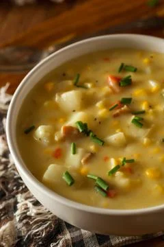 Hot Homemade Corn Chowder Stock Photos