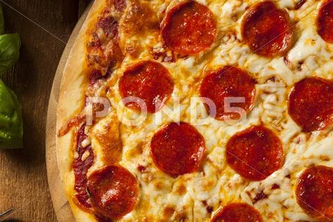 Hot homemade pepperoni pizza Stock Photos
