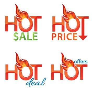 Hot Icon Set Illustrazione stock