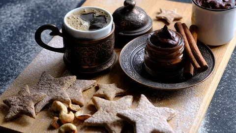 Hot invigorating coffee Stock Footage 98591776