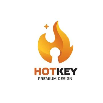 Hot key logo, Fire flame key logo icon. Stock Illustration