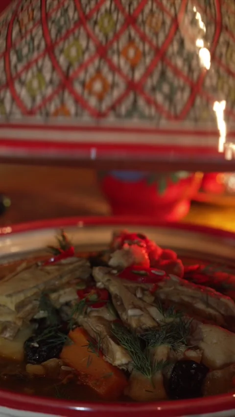 Hot Lamb Tagine with Vegetables Video stock 304464859