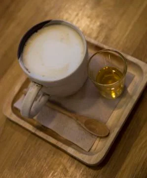 Hot latte coffee Stock Photos