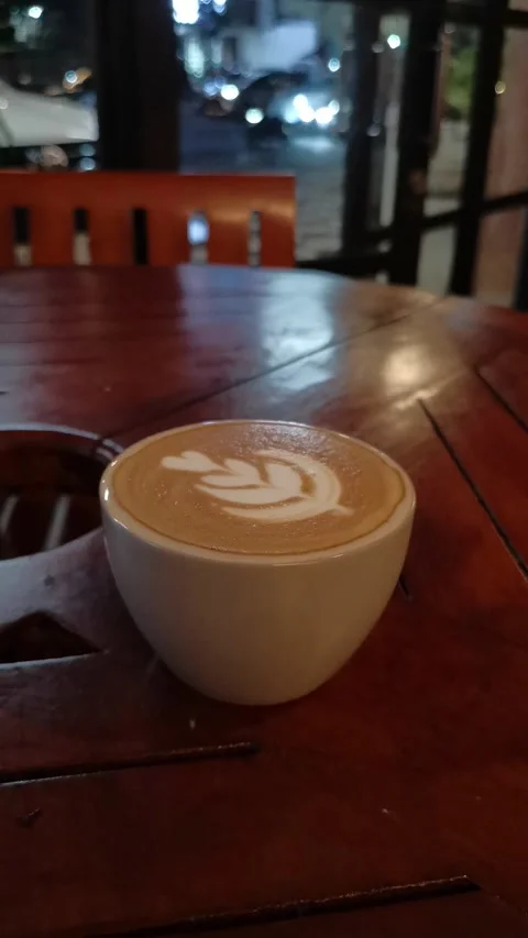 Hot Latte on the Table Stock Footage 307740183