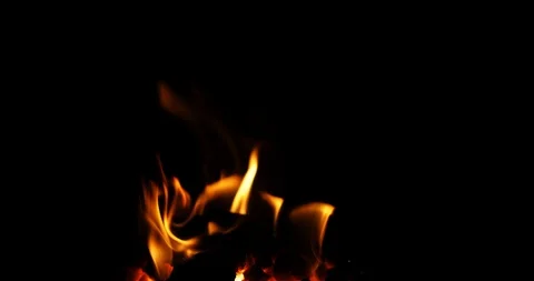 Hot lighted flame from coal heap in fire box Rural home heating Stock Footage 98488132