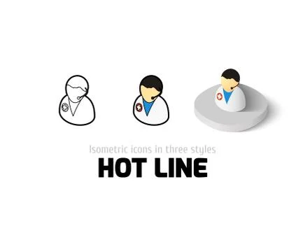 Hot line icon in different style Illustrazione stock