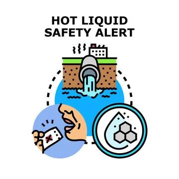 Hot liquid safety alert preventing oral burns and pollution Stock Illustration