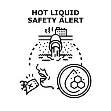 Hot liquid safety alert preventing oral burns and pollution Stock Illustration