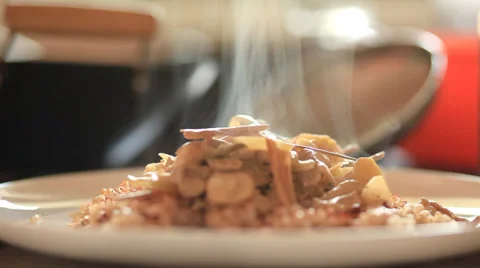 Hot meal steaming on plate Stock Footage 35890594