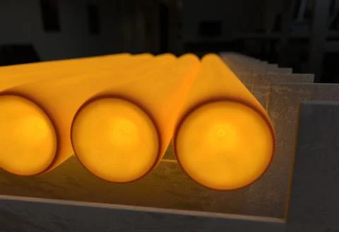 Hot metal after rolling getting cold 3d illustration Stock Illustration