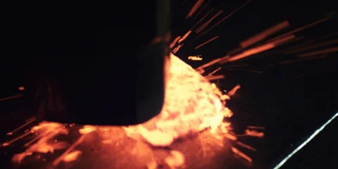 Hot metal scatters on sparks. Stock Footage