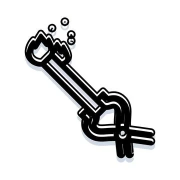 Hot metalworking tool icon with fire elements Illustrazione stock