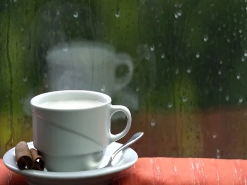 Hot milk in cup Stock Footage 77623396