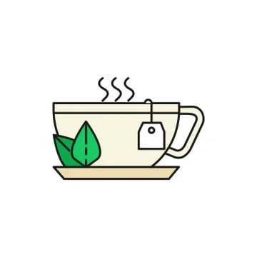 Hot Mint Tea Thin Line Icon Illustration Illustrazione stock