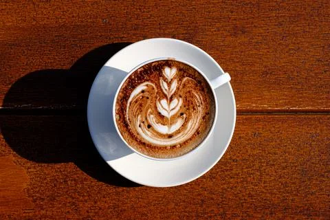 Hot mocha coffee on the table Stock Photos