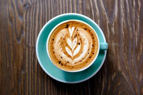 Hot mocha coffee on the table Stock Photos