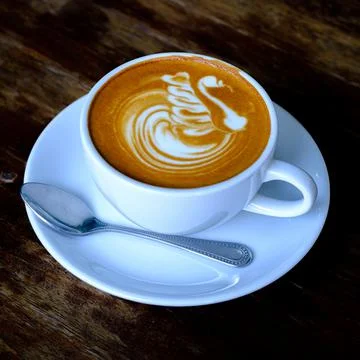 Hot mocha coffee on the table Stock Photos