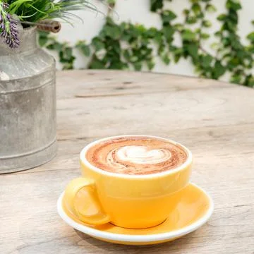 Hot mocha on table Stock Photos