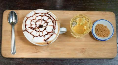 Hot mocha on table Stock Photos
