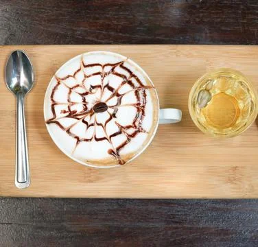 Hot mocha on table Stock Photos