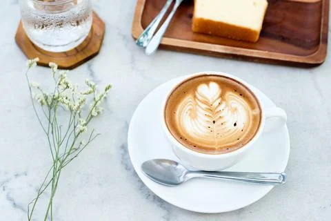 Hot mocha on table Stock Photos