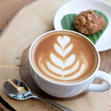Hot mocha on the table Stock Photos
