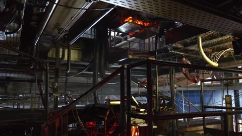 Hot Molten Glass Dropping During Manufacturing Stock Footage 342023691