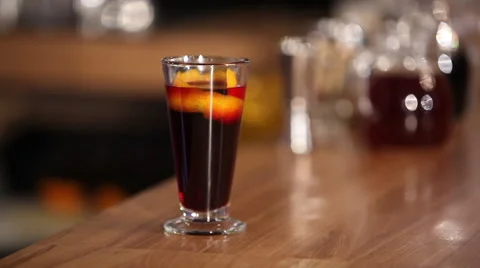 Hot mulled wine at the bar Stock Footage 44218255