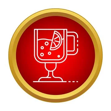Hot mulled wine with lemon slice icon Stock Illustration
