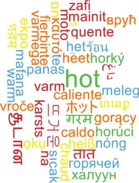 Hot multilanguage wordcloud background concept Stock Illustration