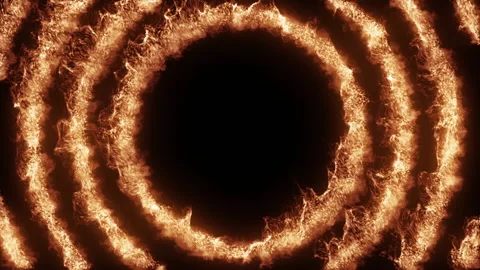 HOT OFFER. Burning 3d abstract seamless looped circle animated frame Video stock 144990860