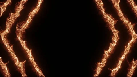 HOT OFFER. Burning abstract seamless looped hexagon animated frame on black Stock Footage 145967804