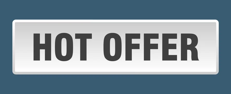 Hot offer button. hot offer square white push button Stock Illustration