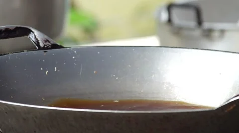Hot oil in the pan Stock Footage 55680860
