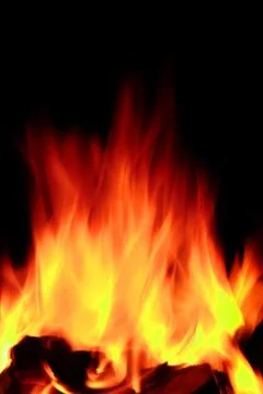 Hot open fire flames Foto stock