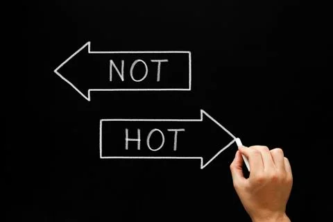 Hot or not concept Stockfoto's