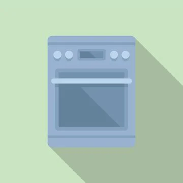 Hot oven icon flat vector. Electric convection stove Stock Illustration