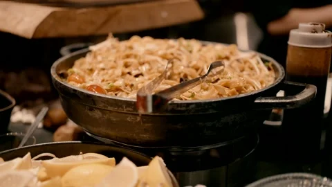 Hot pasta at the reception Stock Footage 220277269