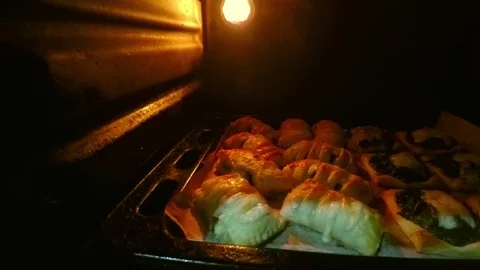 Hot Pastry Inside The Oven Stock Footage 71404832