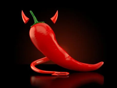 Hot pepper with devil horns and tail Stock Illustration