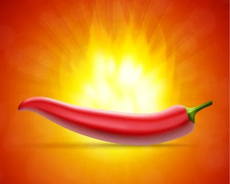 Hot pepper with fire Stock Illustration