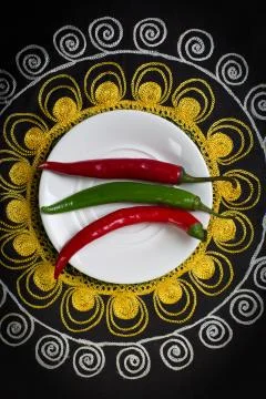 Hot pepper on a plate. 写真素材
