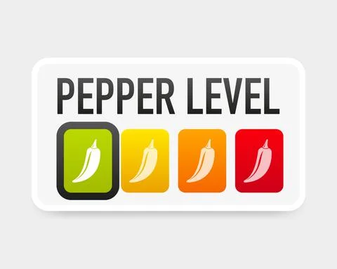 Hot pepper strength scale indicator with mild, medium, hot and hell positions イラスト素材