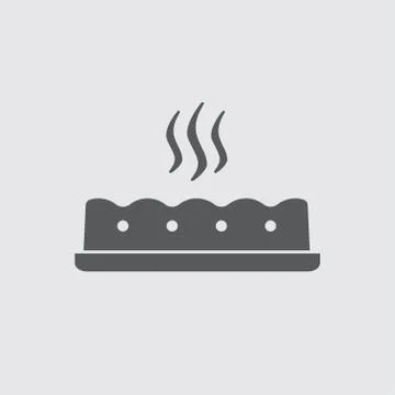 Hot pie on the dish. Vector icon or sign. Stock Illustration
