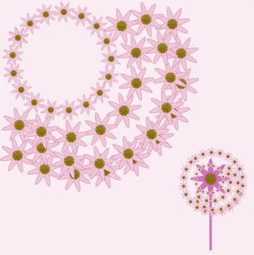 Hot Pink Flower Design Elements Stock Illustration