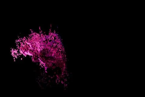 Hot pink liquid splash and black background. 3d render Stock Illustration