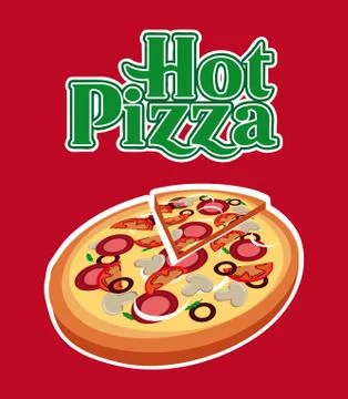 Hot pizza over red background vector illustration Stock Illustration
