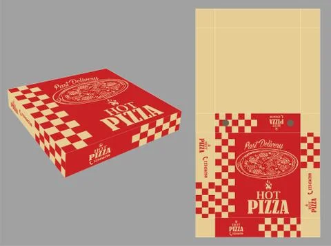 Hot Pizza Packaging Box Stock Illustration